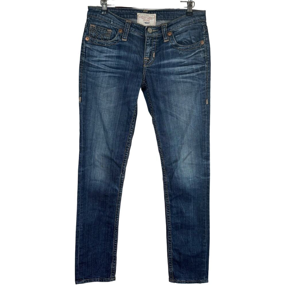 Big Star Nico Jeans Women's 31L Blue Straight Long Midrise Medium Wash